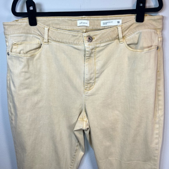 J. Jill Denim Womens Authentic Fit Cropped Jeans Yellow Capri Raw Hem Stretch 18 - Picture 2 of 13